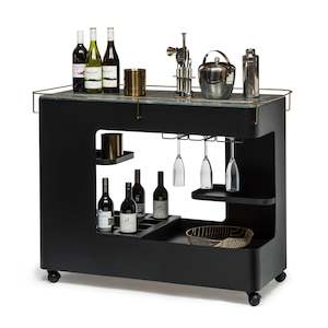Products: Black & Gold Bar Cart with Marble Top