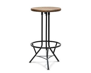 Swivel Iron Bar Stool with Wood Top - Nickel Finish
