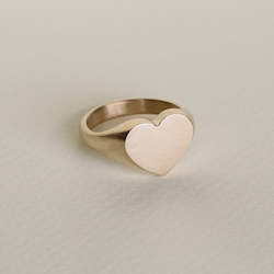 Simplicity Collection: Heart Signet Ring/ 9ct Yellow Gold