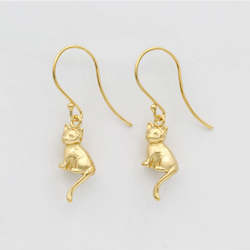 Garden Creatures: Cat Earrings/ 14ct Gold Plated
