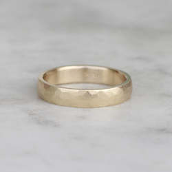 Simplicity Collection: Wide Hammered Ring/ Yellow Gold