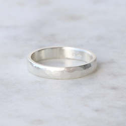 Simplicity Collection: Wide Hammered Ring