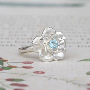 Rose In Bloom Ring/ Aquamarine