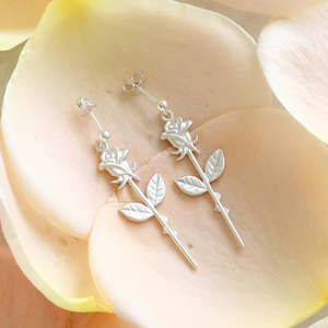 Single Rose Drop Earrings