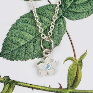 Necklaces: Birthstone Flower Necklace - December / Blue Topaz