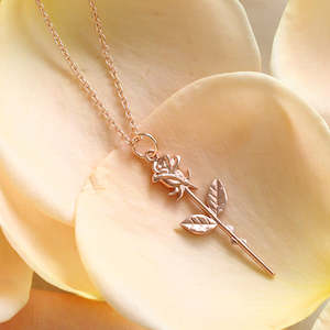 Rose Garden: Single Rose Necklace/ 9ct Rose Gold