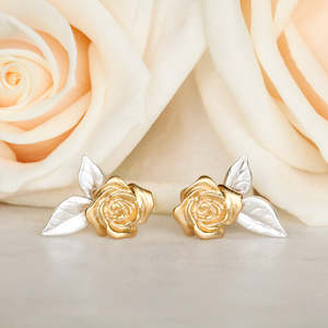 Rose Earrings/ 14ct Gold Plated