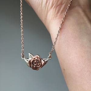 Rose Garden: Rose Necklace/ 9ct Rose Gold, White Gold