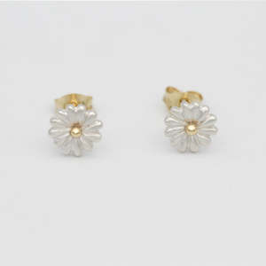 Fresh As A Daisy: Small Daisy Earrings/ 9ct Yellow Gold and Silver