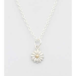 Fresh As A Daisy: Small Daisy Necklace/ 9ct Yellow Gold and Silver