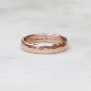 Wide Hammered Ring/ Rose Gold