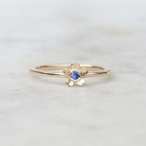Mini Forget Me Not Ring/ Yellow Gold, Ceylon Sapphire