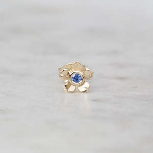 Earrings: Mini Forget Me Not Stud/ 9ct Yellow Gold, Ceylon Sapphire