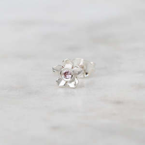 Mini Forget Me Not Stud/ PInk Sapphire