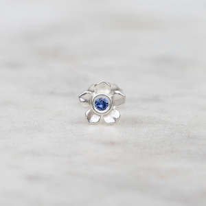 Earrings: Mini Forget Me Not Stud/ Ceylon Sapphire