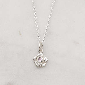 Mini Rose Necklace/ Pink Sapphire