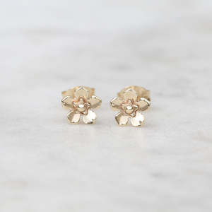 Mini Forget Me Not Earrings/ 9ct Yellow Gold