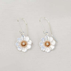 Flower Garden: Mt Cook Lily Earrings/ 9ct Yellow Gold and Silver