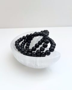 Black Tourmaline Tumbled Bracelet 8mm Protection & Grounding With Energy