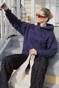 The Navy Contrast Stitch Hoodie