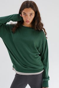 Cashmere: Peace Piece Cashmere Cotton Jumper - Eucalyptus Leaf