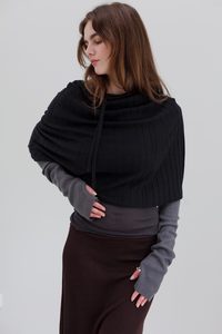 Products: Lyra Cashmere Silk Cape - Black