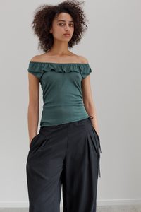 New: Flower Silk Top - Deep Eucalyptus