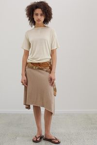 Bottoms: Marlo Silk Cotton Cashmere Skirt - Mink