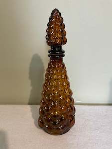 Furniture: Vintage Hobnail Amber Genie Bottle