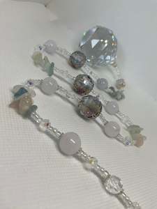 All: Hanging Crystal-White agate & Morganite