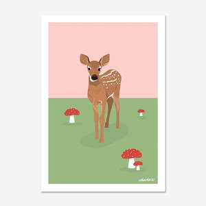 Art Print | Woodland Deer w/ Toadstool