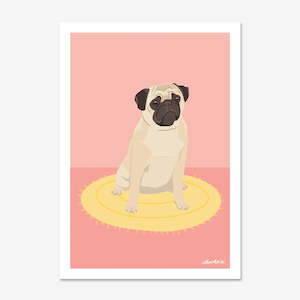 Prints: Art Print | Pug on a Rug