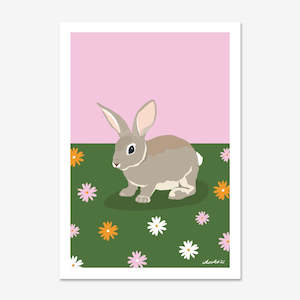 Prints: Art Print | Woodland Rabbit w/ Daisy