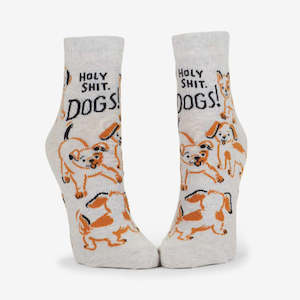Blue Q: Womens Ankle Socks | Holy Shit. Dogs!