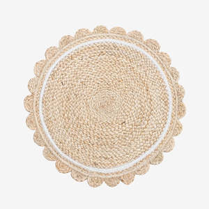 Scalloped Cord Placemat | Natural & White