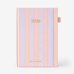 Fox Fallow: 2026 A5 Academic Vertical Planner | Powder Stripe
