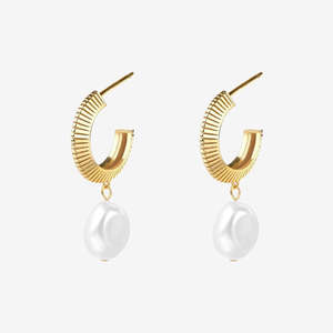 Earrings: Aada Pearl Hoops