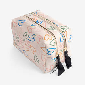 Travel Wash Bag | Outline Hearts | Large
