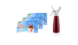 Frontpage: 3 x 10 Packs Primewhip Chargers & 500ml Whipped Cream Dispenser Combo