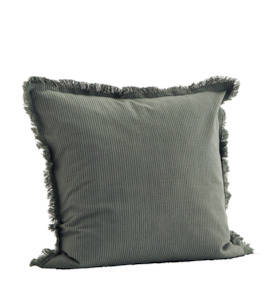 Cushions & Throws: Green Striped Cushion Cover w/fringes