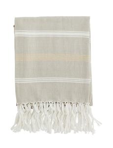 Accessories: Striped hammam towel, beige/white/gold
