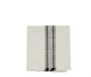 Striped kitchen towel w/fringes Offwhite, black, 80% stonewashed cotton, 20% pol&hellip;
