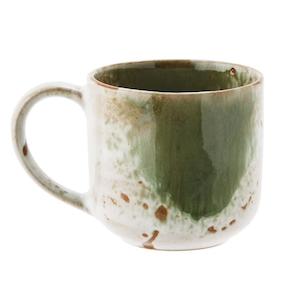 Kitchen & Dining: Stoneware mug, White/green/natural