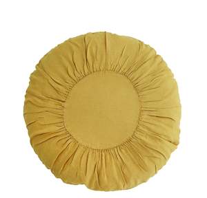 *SPECIAL 20% OFF Round linen cushion, Mustard
