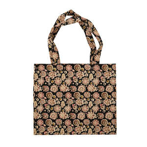 Printed Cotton Tote Bag - Black