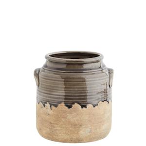 Vases: Stoneware vase, grey/natural