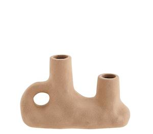 Vases: Stoneware vase w/ double opening, sandstone