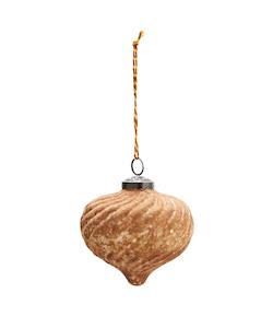 Striped glass ornament, dark honey