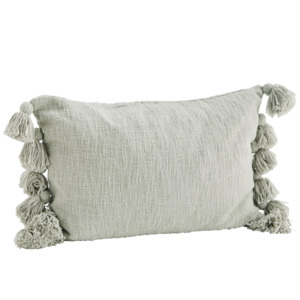Cushion cover w/ tassels, soft mint