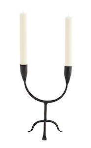 Hand Forged Double Candle Holder - Artisan Metal Candle Stand
